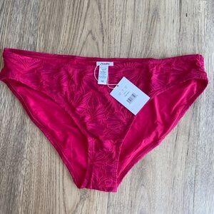 Andie Swim NWT Pink Textured Floral Lava Lowrise The Bikini Bottom Women Size XL